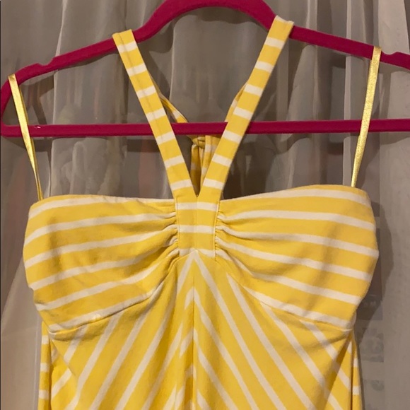 Ann Taylor LOFT | Yellow & White Striped Halter - Picture 2 of 5